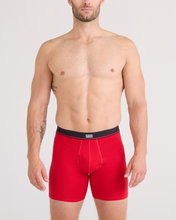 SAXX Boxershorts Essential Cotton Boxer Brief Fly rot/schwarz/dunkelblau Herren - 3 Stück